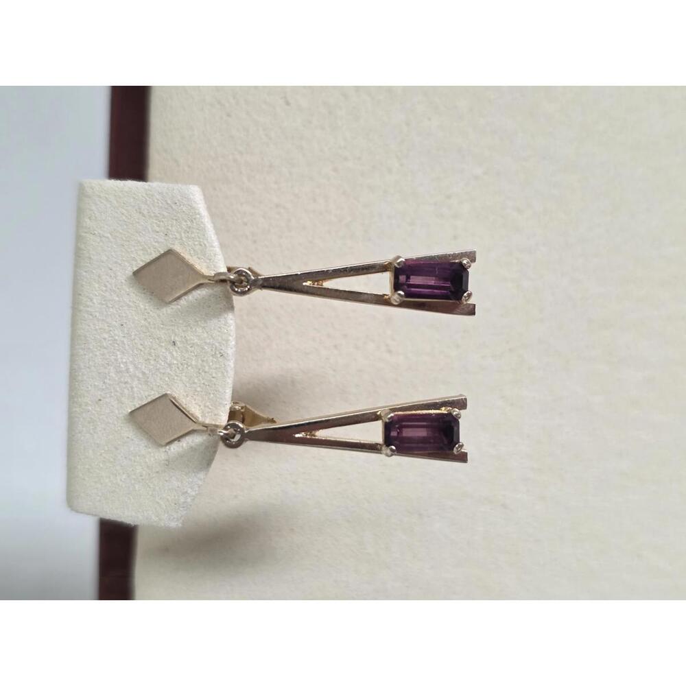 Vintage Avon Purple and Gold Clip-On Earrings – Geometric Dangle Jewelry